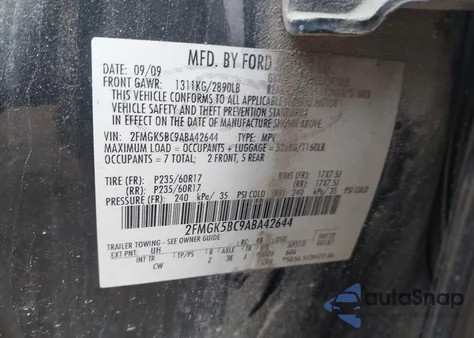 2010 Ford Flex Se from USA, damaged, VIN 2FMGK5BC9ABA42644